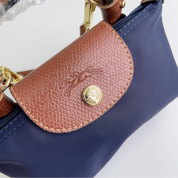 💫Navy and Brown Colorblock Women's Handbag 💫longchamp Mini Bag - Picture 3 of 5